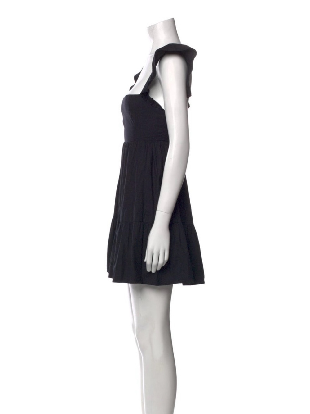 Reformation Black Square Neck Mini Dress XS / US 0 Organic Cotton Quiet Luxury - Picture 4 of 5